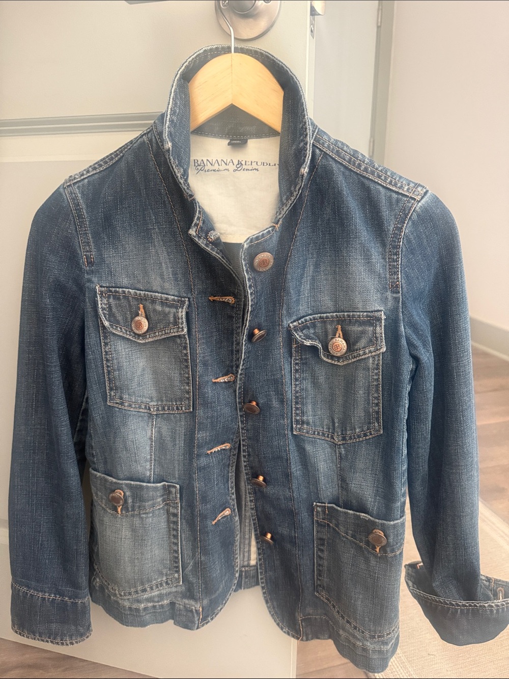Banana Republic Blue Distressed Denim Jacket